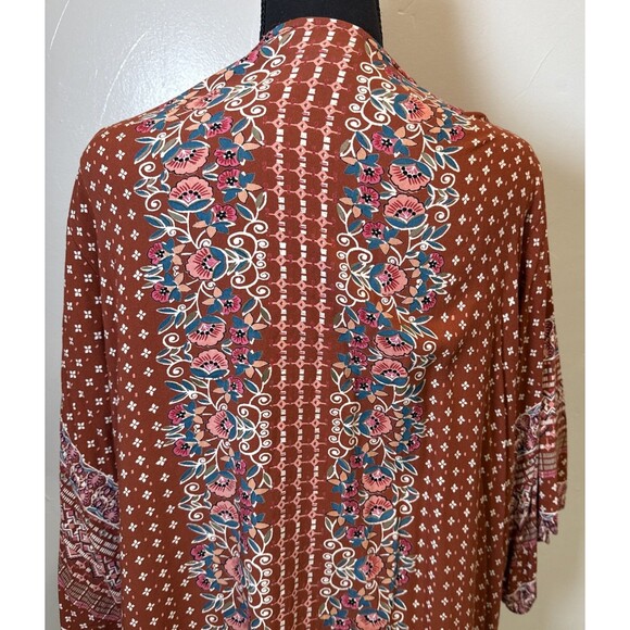 Angie Kimono Women's Size Large Floral Open Front Boho Hippie Chic Preppy - Picture 6 of 11